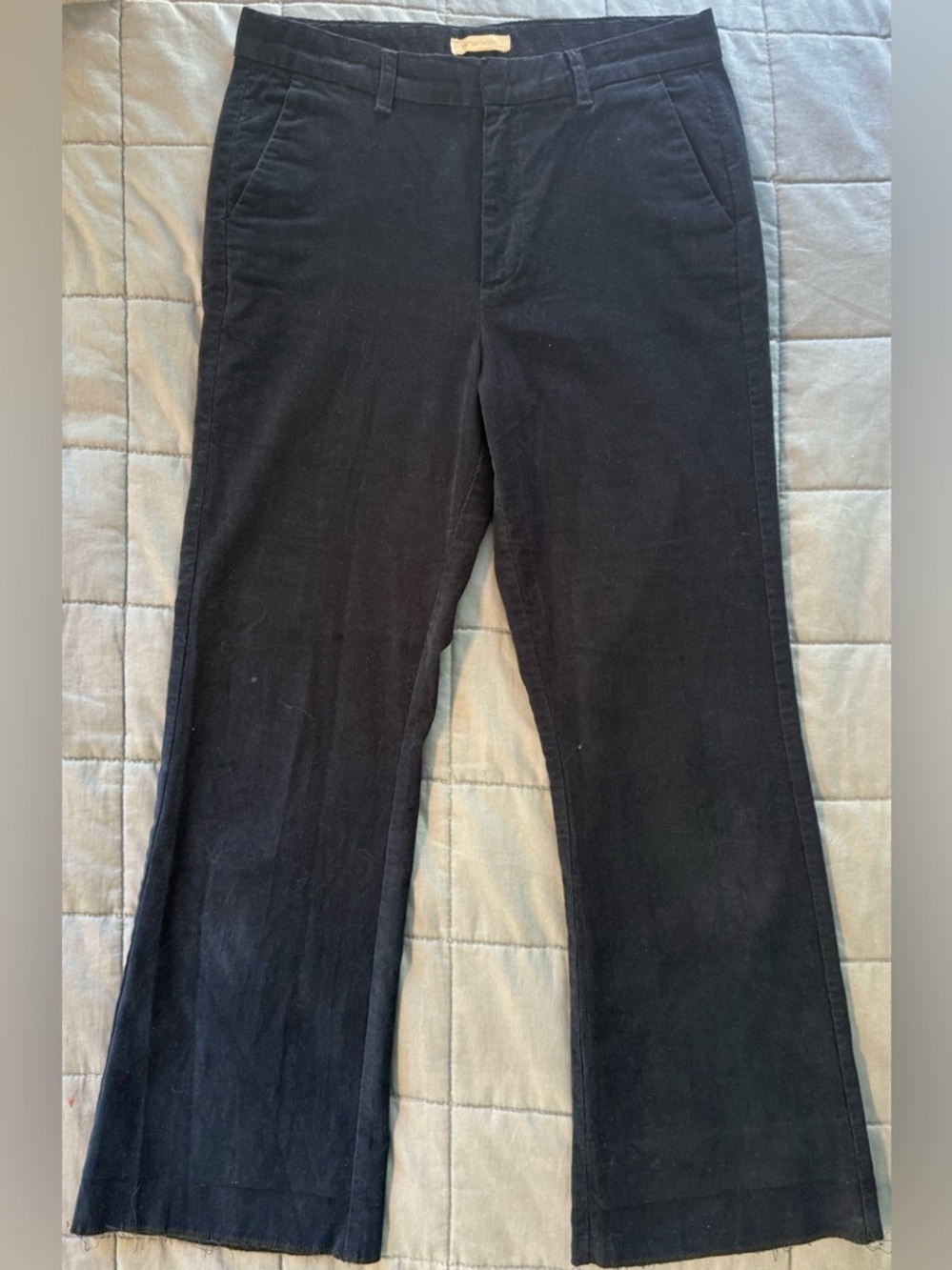 Outerknown Navy Corduroy Pants Women 8 Flare Organic Raw Hem